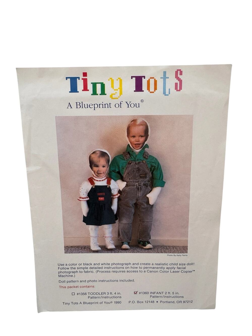 Vintage Tiny Tots: Blueprint of You Doll Pattern Kit - Infant 2’5” height 1990